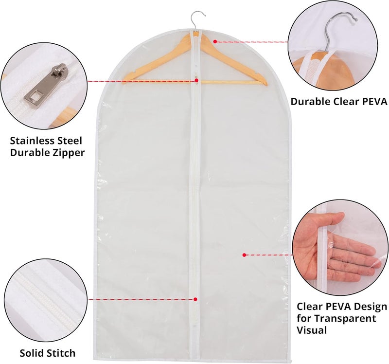 MS KITCHEN Clear Garment Bags for Long Gowns, Vinyl Dress Storage Bags, Zippered Plastic Protector for Dresses, 24"x60", 6 Pack - Image 3